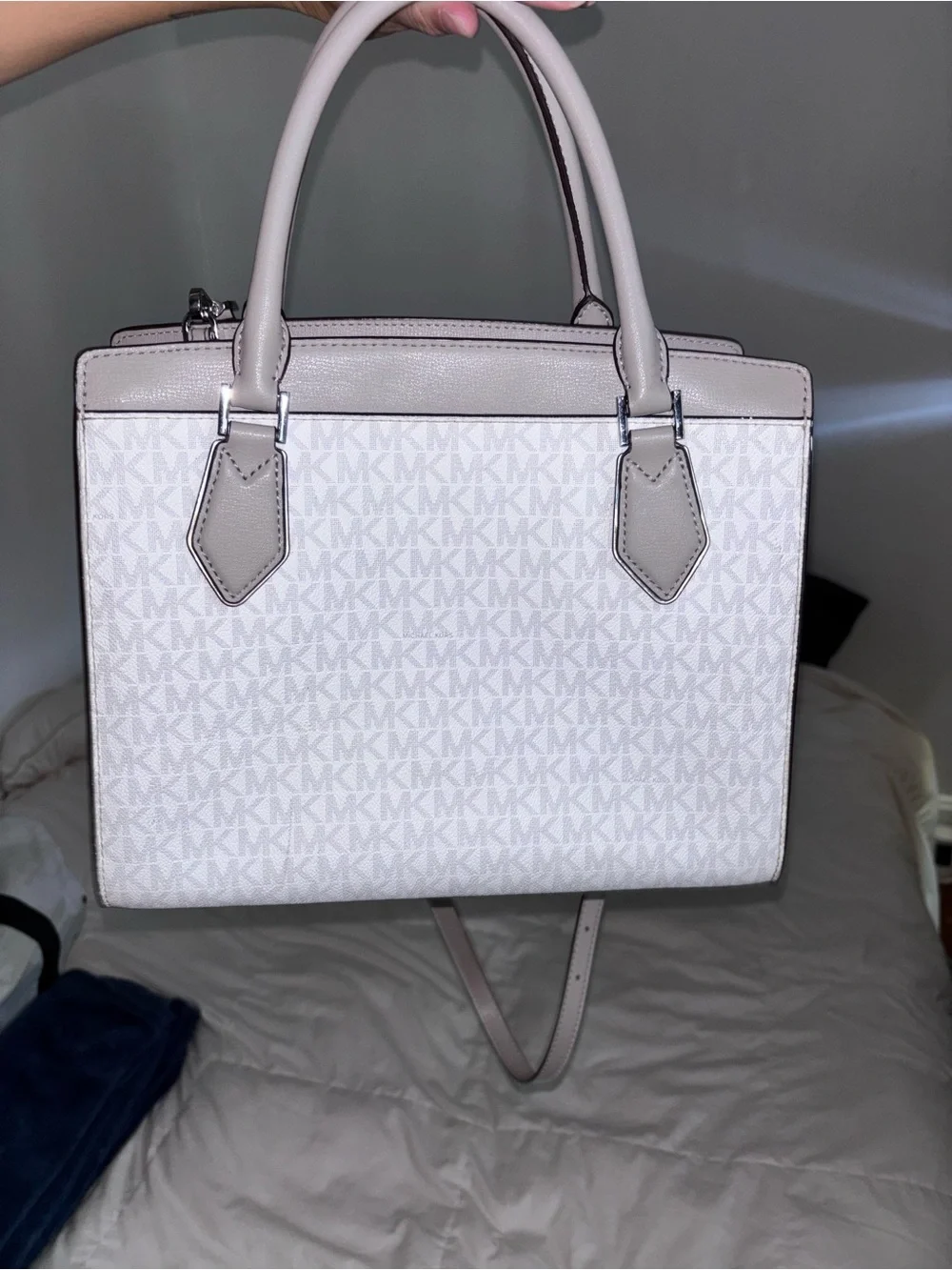 Michael Kors Gray and White Crossbody Satchel